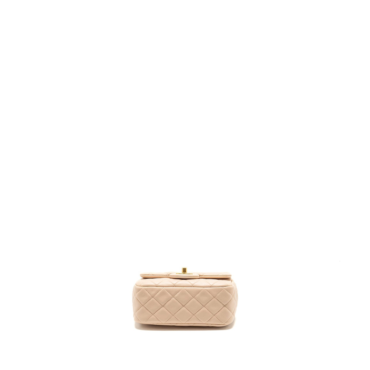 CHANEL PEARL CRUSH MINI SQUARE FLAP BAG LAMBSKIN LIGHT BEIGE GHW (MICROCHIP)