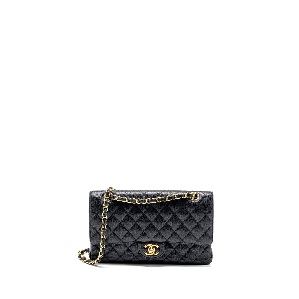 CHANEL MEDIUM CLASSIC DOUBLE FLAP BAG CAVIAR BLACK GHW