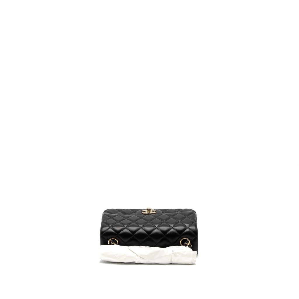 CHANEL MINI RECTANGULAR FLAP BAG LAMBSKIN BLACK LGHW (MICROCHIP)