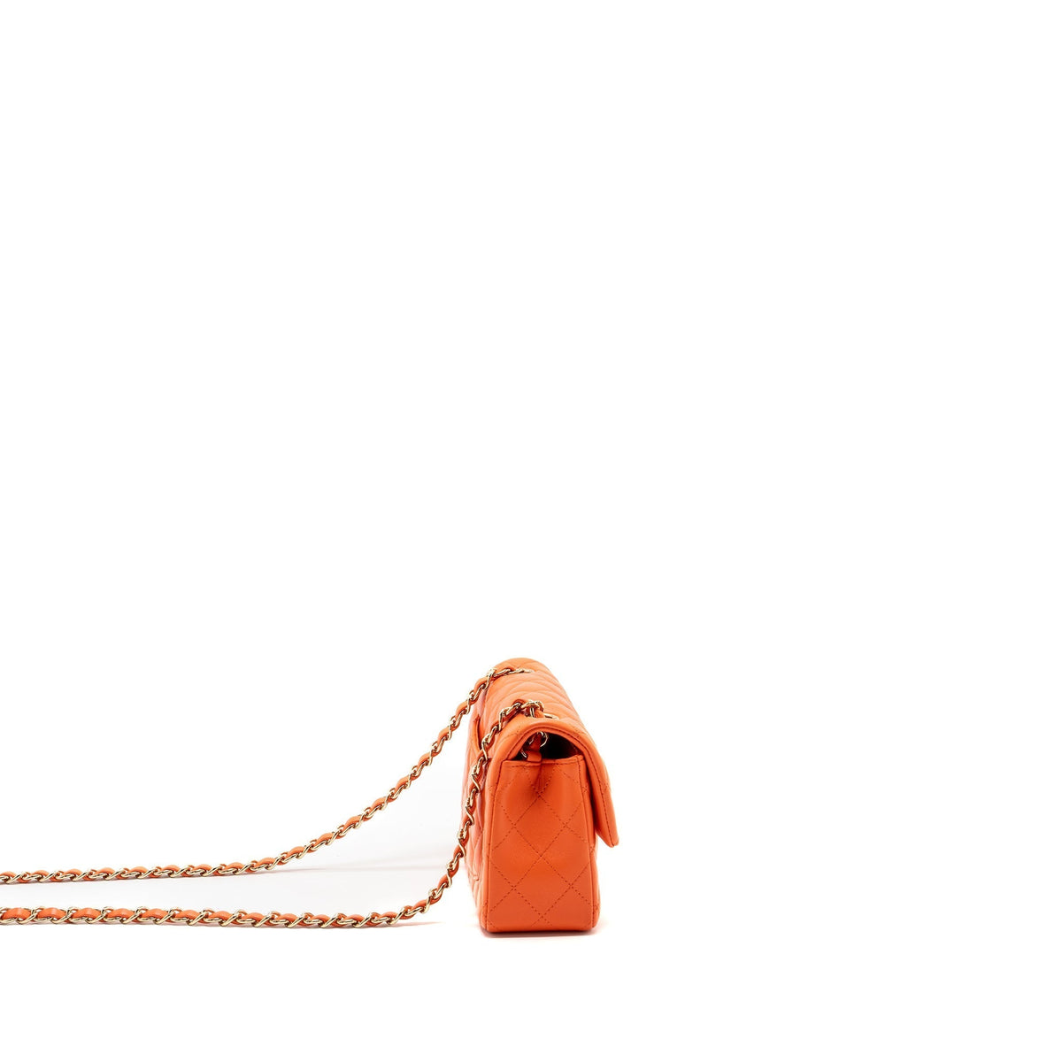 CHANEL MINI RECTANGULAR FLAP BAG LAMBSKIN ORANGE SHW