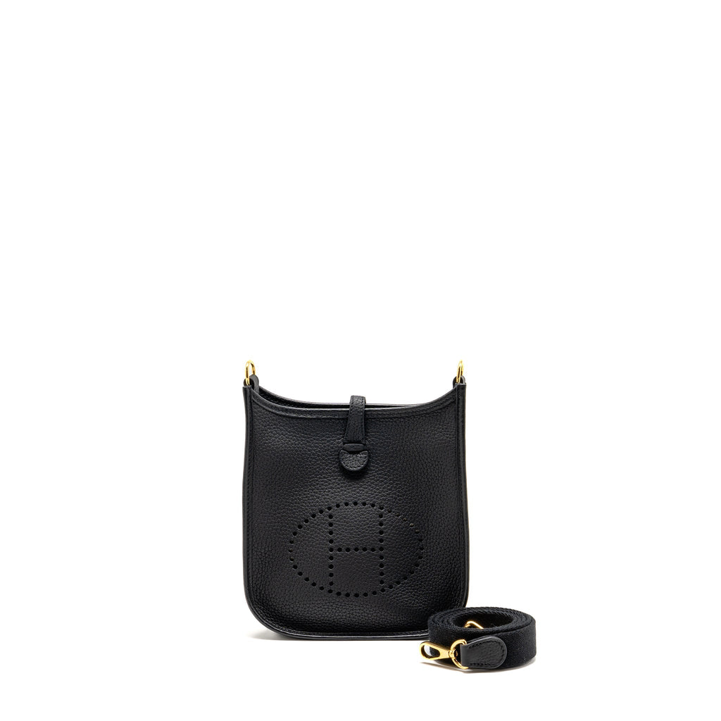 Hermes Mini Evelyne Clemence Black GHW