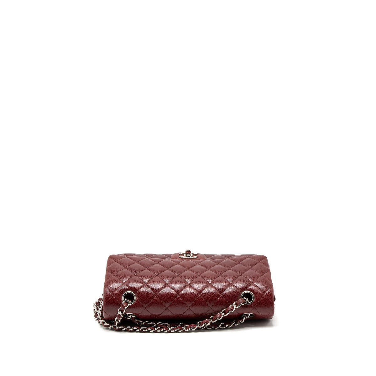 CHANEL MEDIUM CLASSIC DOUBLE FLAP BAG CAVIAR DARK RED SHW