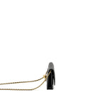 CHANEL PEARL CRUSH WALLET ON CHAIN LAMBSKIN BLACK GHW (MICROCHIP)