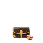 LOUIS VUITTON DIANE BAG WITH FUCHSIA STRAP MONOGRAM CANVAS GHW