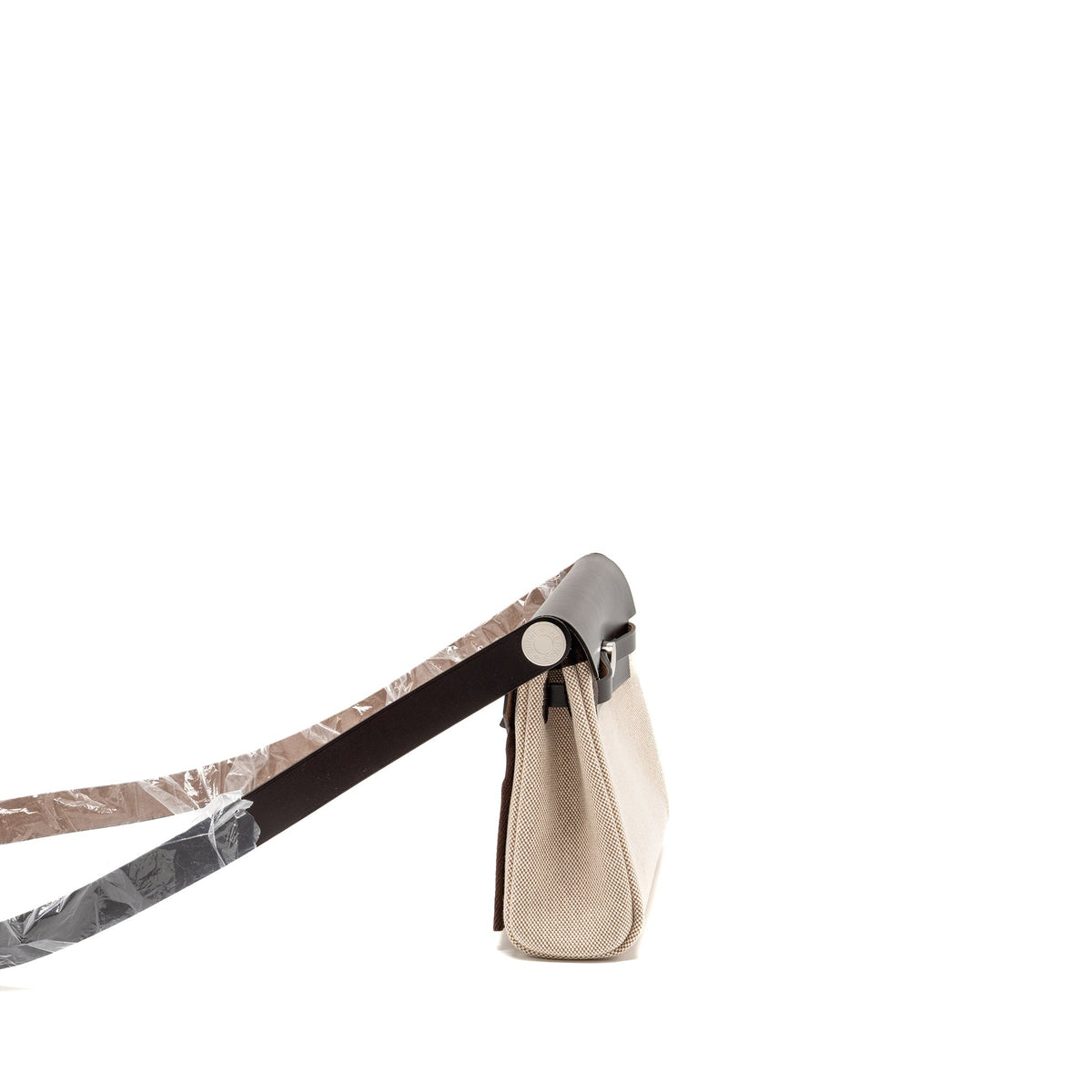 Hermes Herbag Mini Canvas/Hunter Leather Ecru-Beige/Ebene SHW