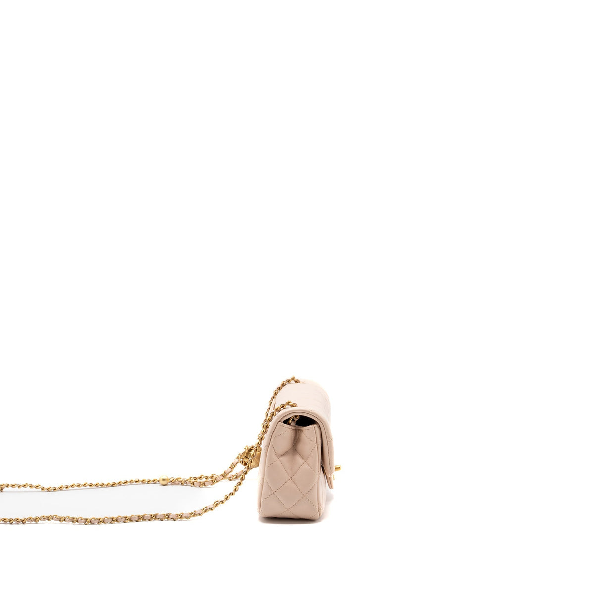 CHANEL PEARL CRUSH MINI RECTANGULAR FLAP BAG LAMBSKIN LIGHT PINK GHW (MICROCHIP)