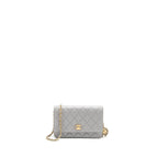 CHANEL PEARL CRUSH WALLET ON CHAIN LAMBSKIN LIGHT GREY BRUSHED GHW (MICROCHIP)
