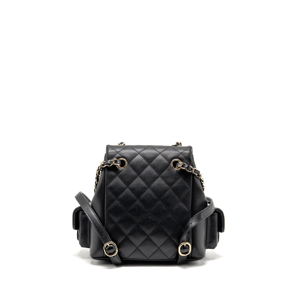 CHANEL TRIPLE POCKET BACKPACK CAVIAR BLACK LGHW (MICROCHIP)