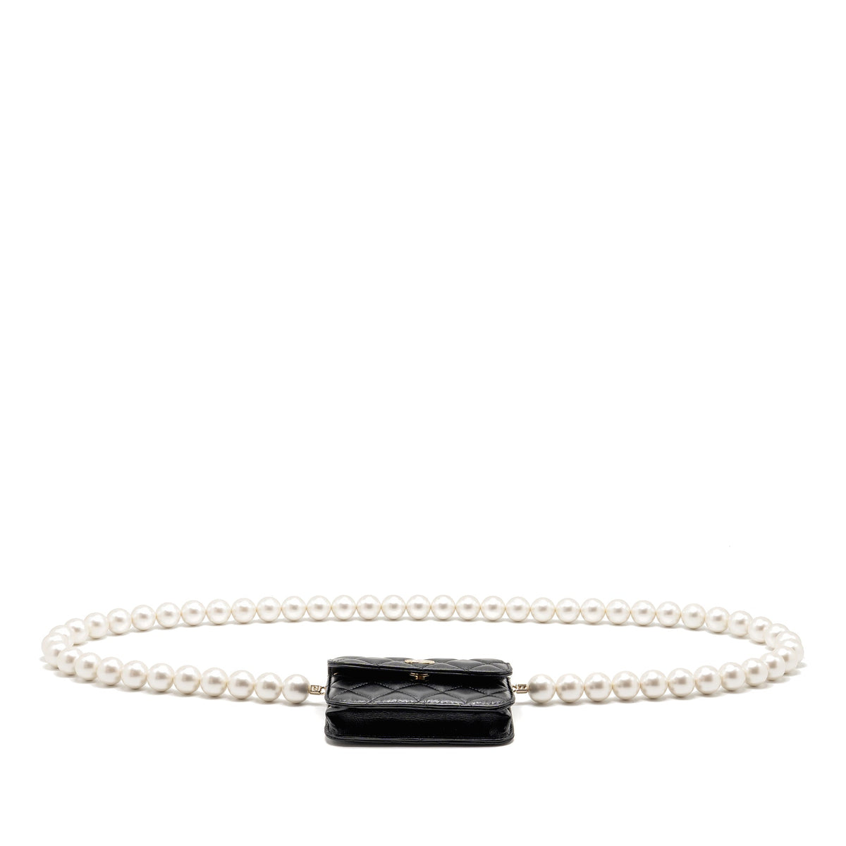 CHANEL MAXI PEARL CLUTCH WITH CHAIN LAMBSKIN BLACK LGHW