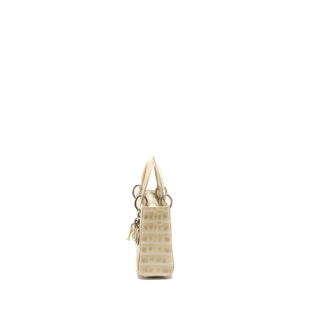 DIOR MINI LADY DIOR HIMALAYAN CROCODILE WHITE SHW
