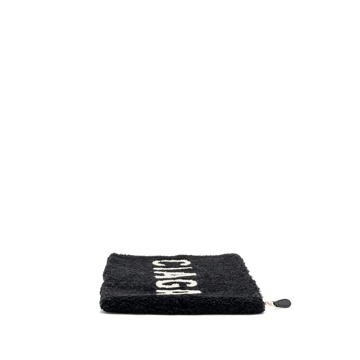 BALENCIAGA ZIP POUCH CLUTCH SHEARLING BLACK/ WHITE SHW