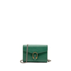 GUCCI MINI DIONYSUS WALLET ON CHAIN CALFSKIN GREEN MULTICOLOUR HARDWARE