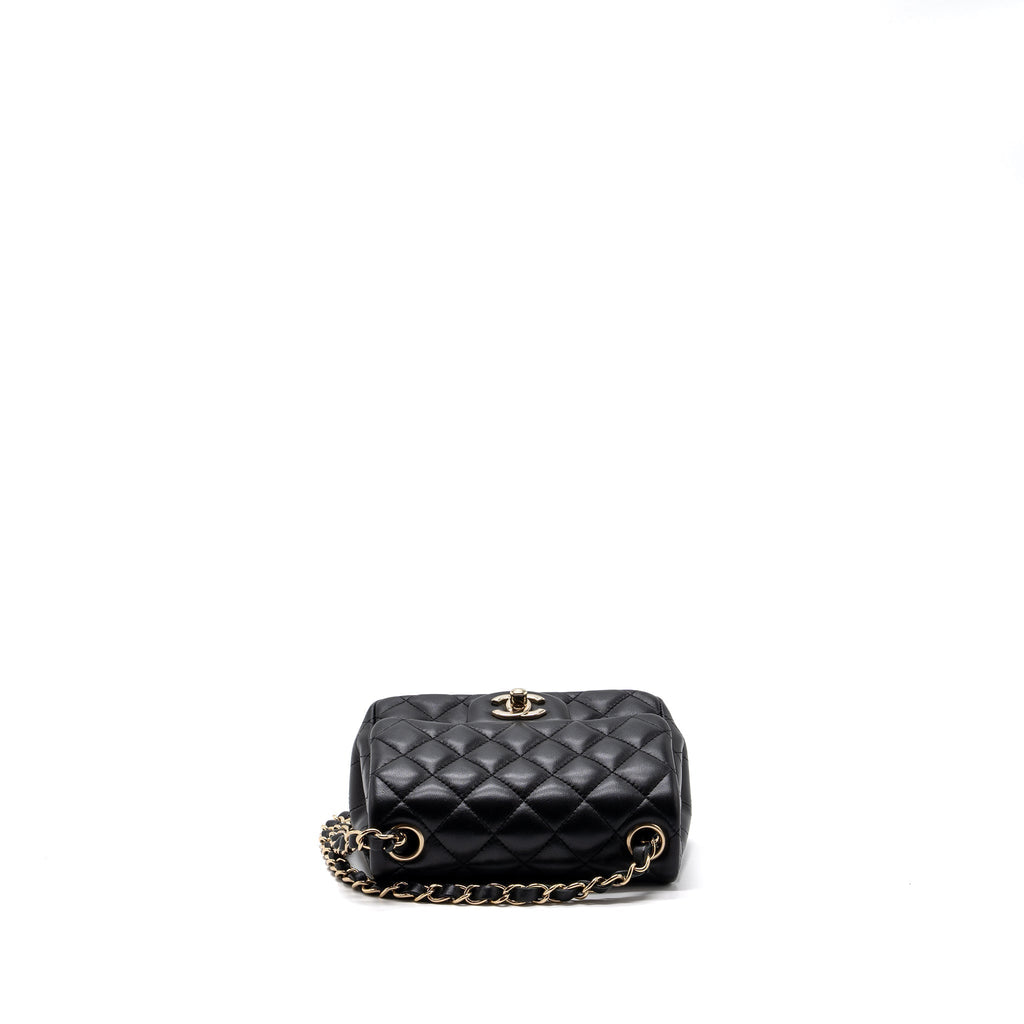 CHANEL CLASSIC MINI SQUARE FLAP BAG LAMBSKIN BLACK LGHW