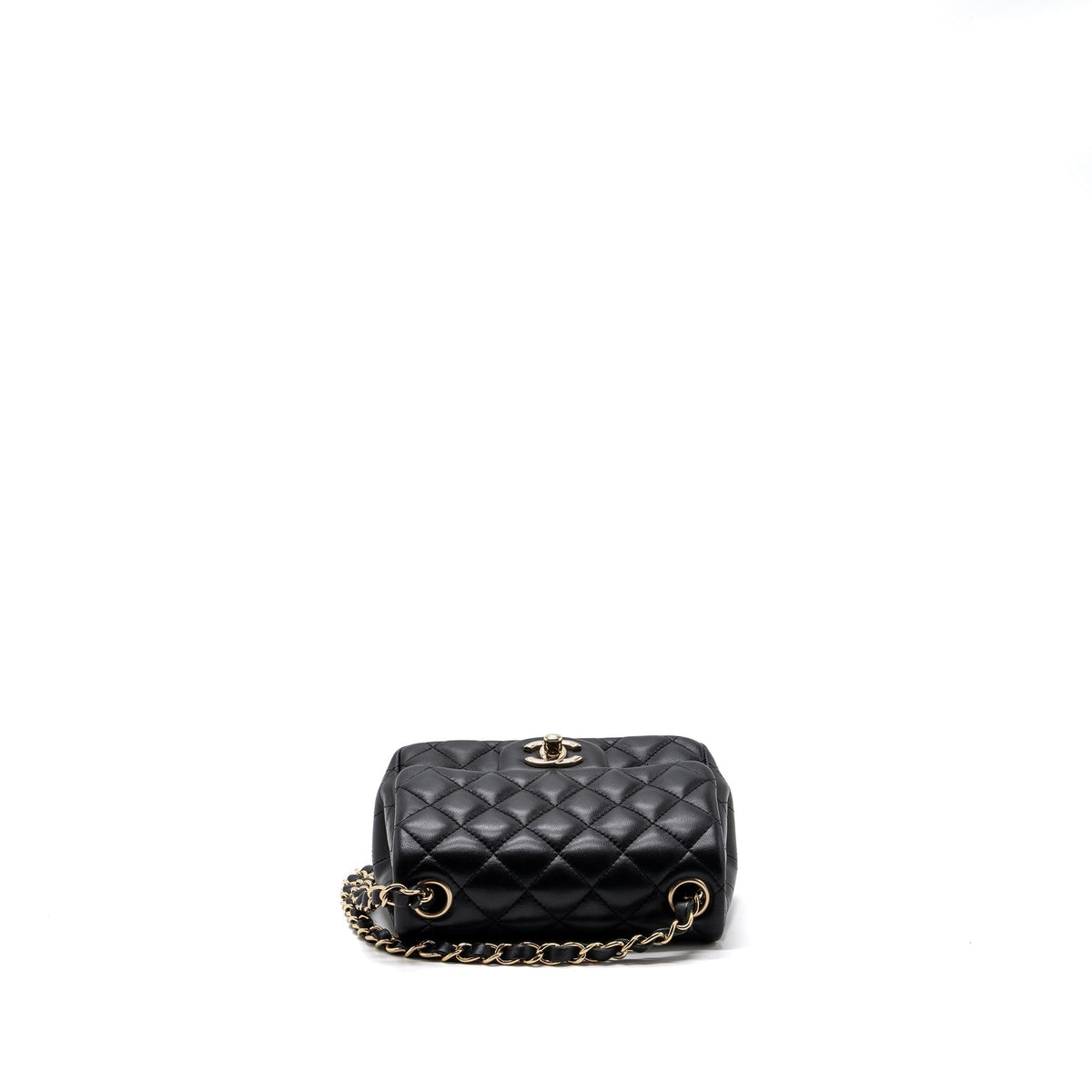 CHANEL CLASSIC MINI SQUARE FLAP BAG LAMBSKIN BLACK LGHW
