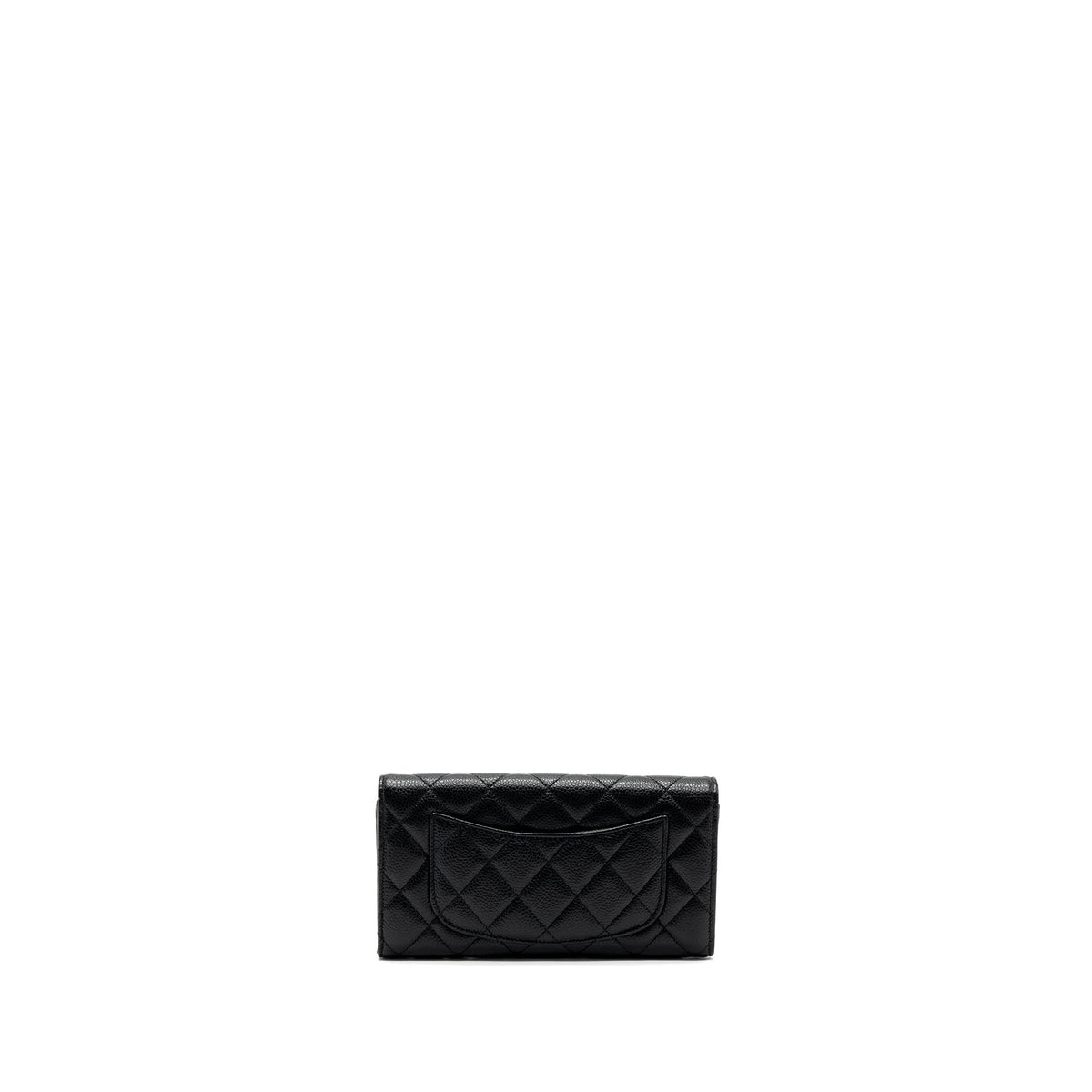 CHANEL CLASSIC LONG FLAP WALLET CAVIAR BLACK GHW