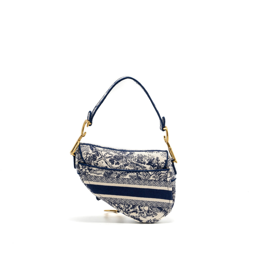 DIOR MEDIUM SADDLE BAG TOILE DE JOUY BLUE GHW