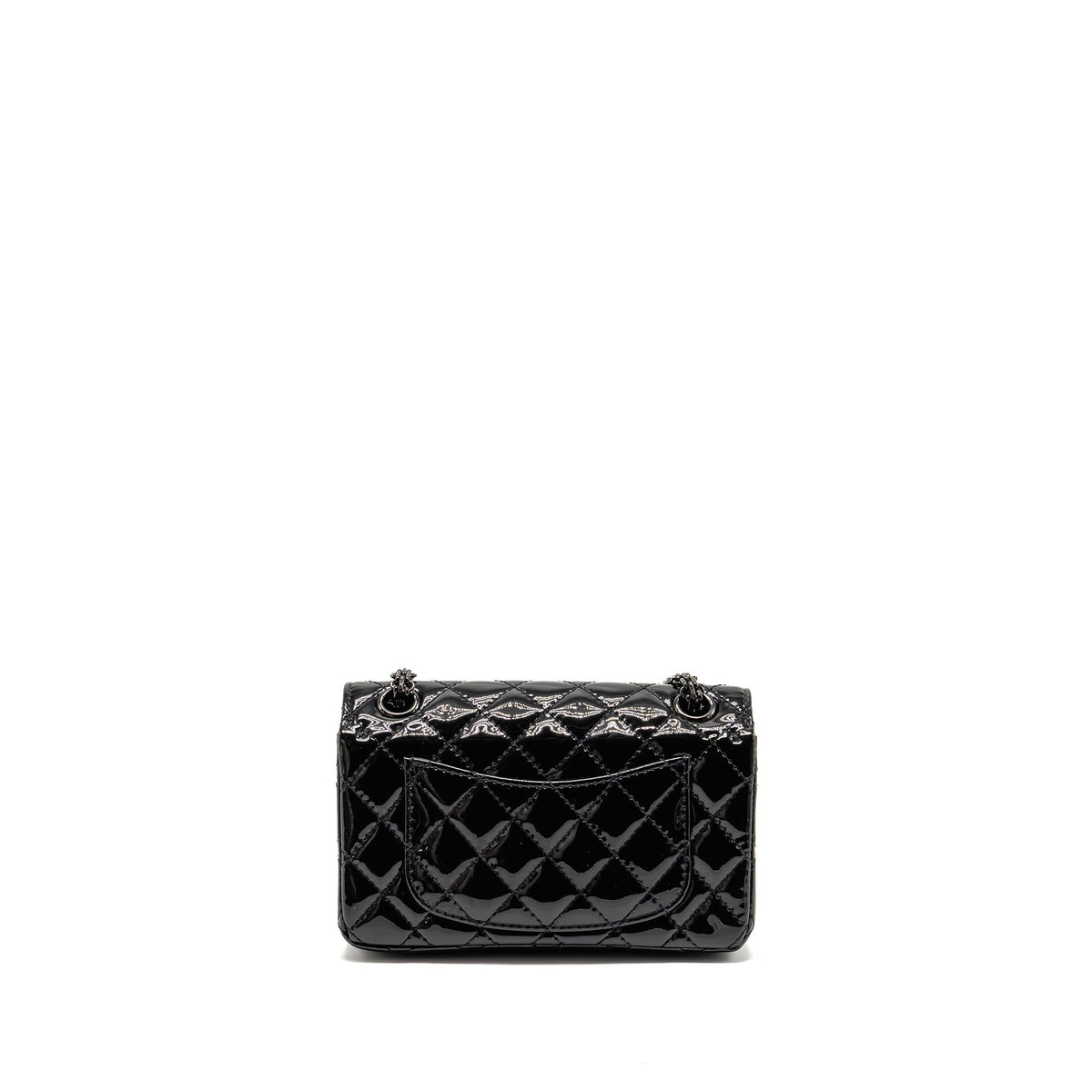 CHANEL MINI 2.55 REISSUE PATENT SO BLACK
