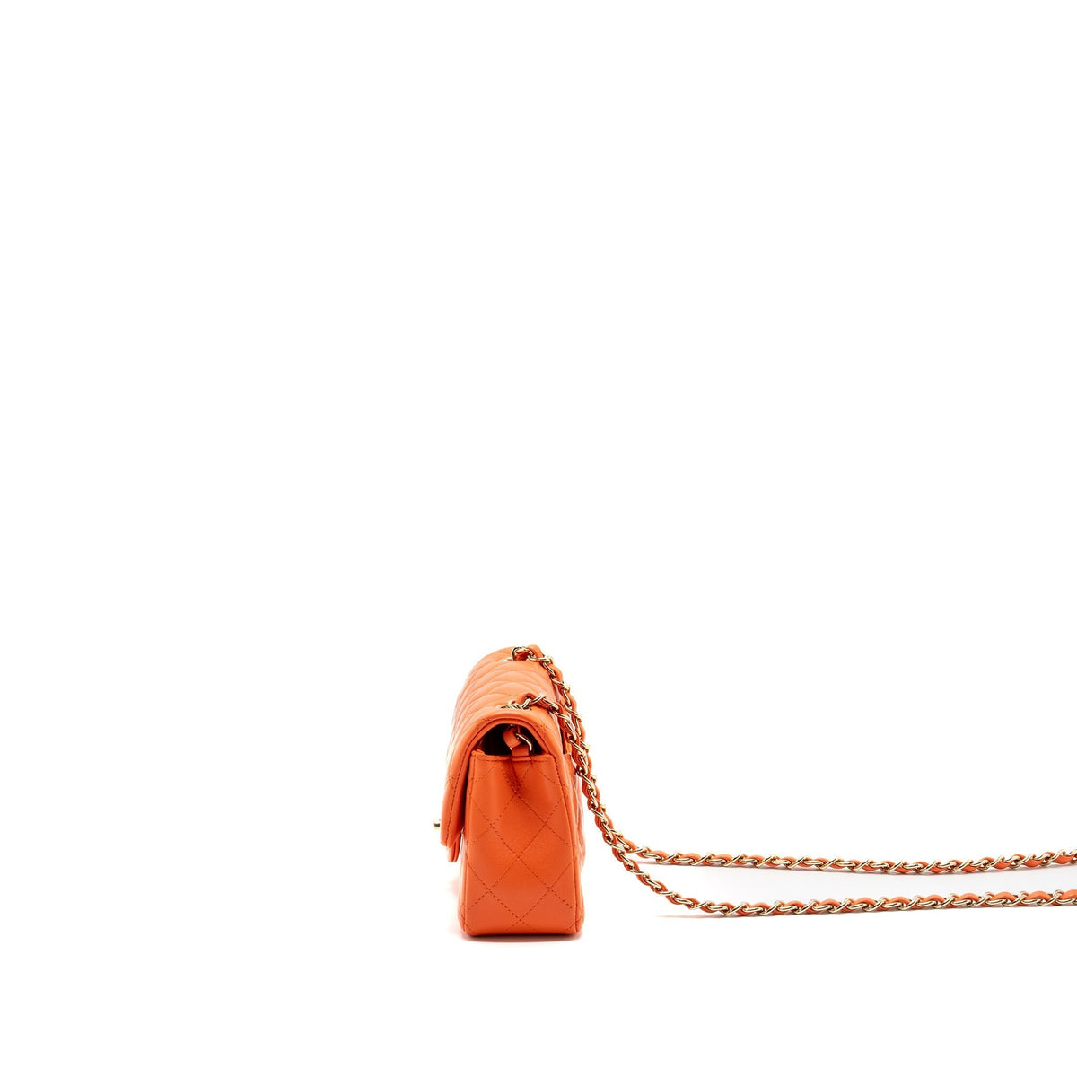 CHANEL MINI RECTANGULAR FLAP BAG LAMBSKIN ORANGE SHW