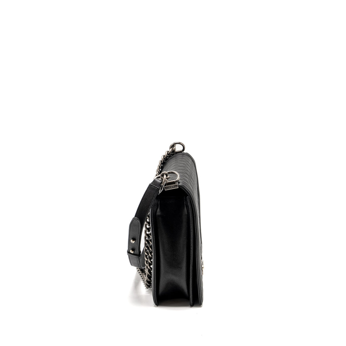 CHANEL MAXI BOY BAG CAVIAR BLACK RUTHENIUM HARDWARE