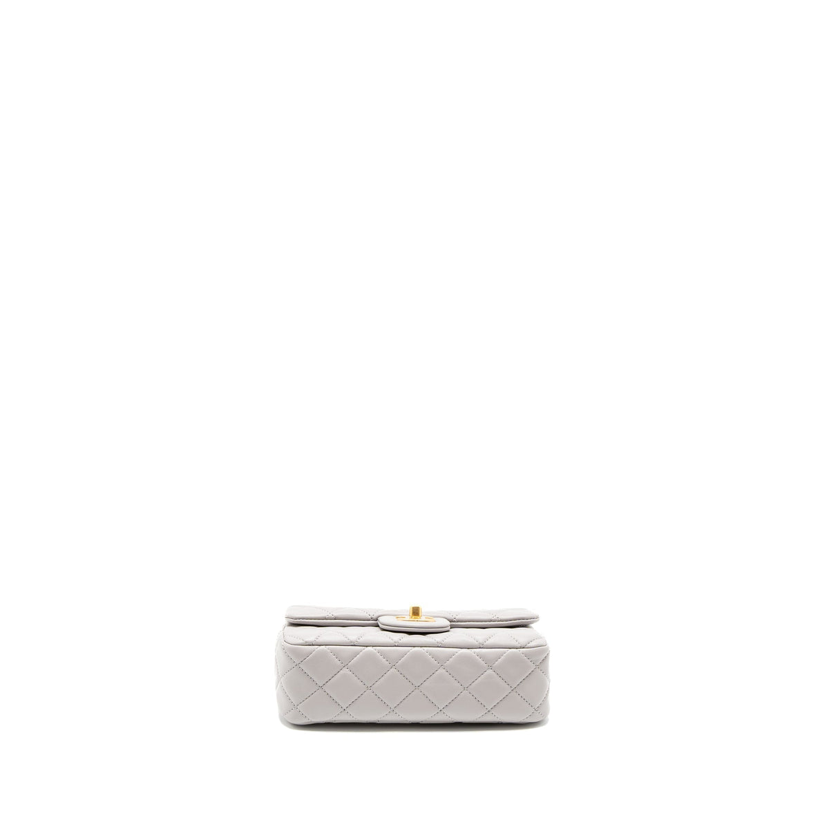 CHANEL PEARL CRUSH MINI RECTANGULAR LAMBSKIN LIGHT GREY BRUSHED GHW (MICROCHIP)