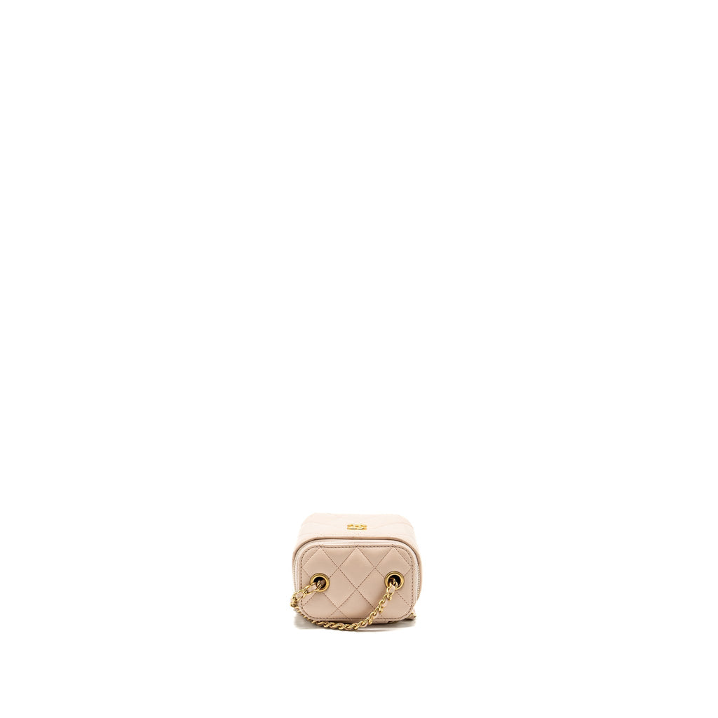 CHANEL PEARL CRUSH MINI VANITY WITH CHAIN LAMBSKIN LIGHT PINK GHW