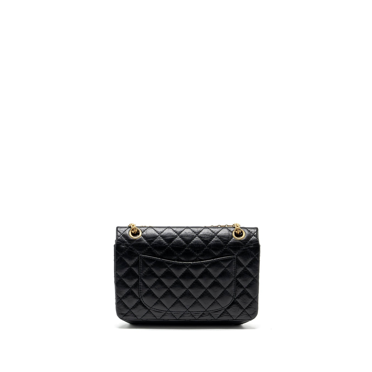 CHANEL SMALL 2.55 REISSUE DOUBLE FLAP BAG AGED CALFSKIN BLACK GHW