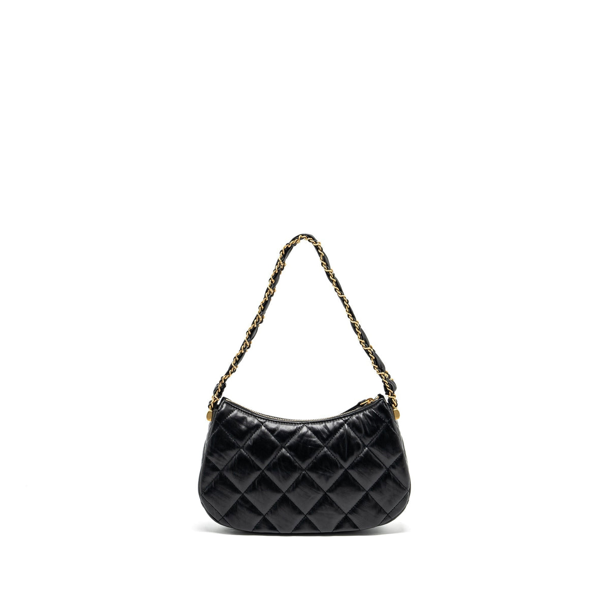 CHANEL 23K 19 HOBO SHOULDER BAG CALFSKIN BLACK GHW (MICROCHIP)