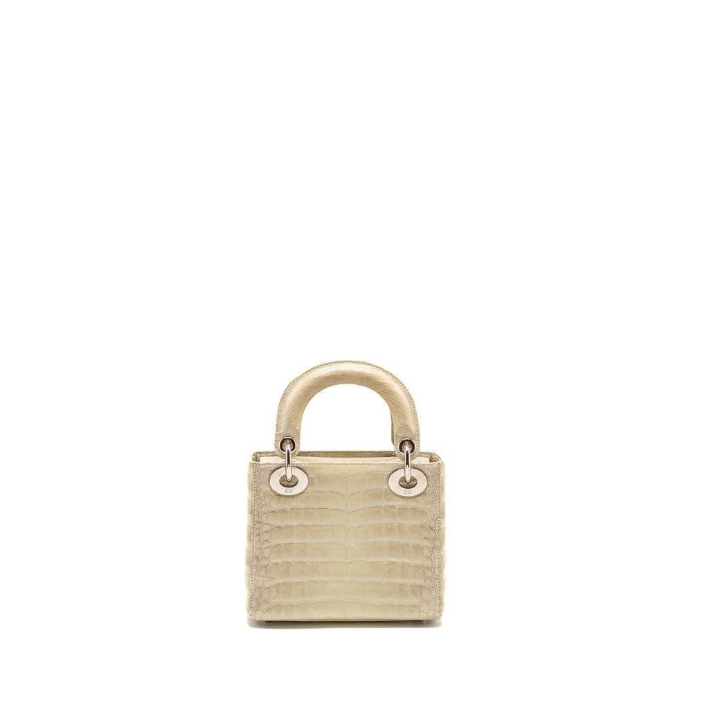 DIOR MINI LADY DIOR HIMALAYAN CROCODILE WHITE SHW