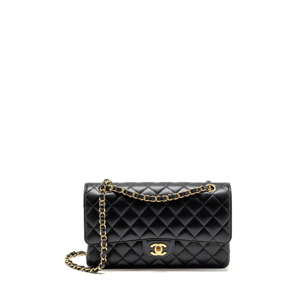 CHANEL MEDIUM CLASSIC DOUBLE FLAP BAG CAVIAR BLACK GHW (MICROCHIP)