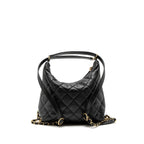 CHANEL 22B HOBO BAG LAMBSKIN BLACK BRUSHED GHW (MICROCHIP)