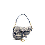 DIOR MEDIUM SADDLE BAG TOILE DE JOUY BLUE GHW