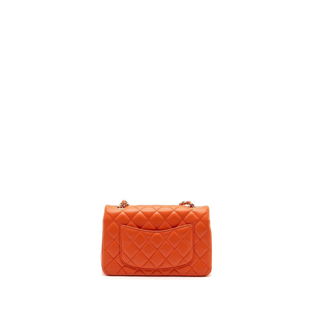 CHANEL MINI RECTANGULAR FLAP BAG LAMBSKIN ORANGE SHW