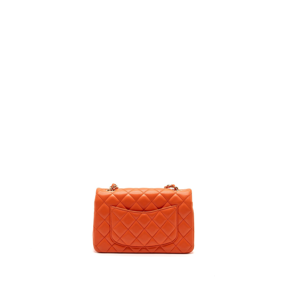 CHANEL MINI RECTANGULAR FLAP BAG LAMBSKIN ORANGE SHW