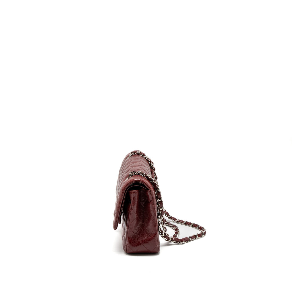 CHANEL MEDIUM CLASSIC DOUBLE FLAP BAG CAVIAR DARK RED SHW