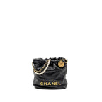 CHANEL 23S MINI 22 BAG WITH PEARL SHINY CALFSKIN GHW (MICROCHIP)