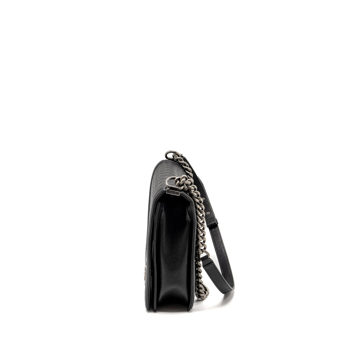 CHANEL MAXI BOY BAG CAVIAR BLACK RUTHENIUM HARDWARE