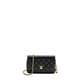CHANEL PEARL CRUSH WALLET ON CHAIN LAMBSKIN BLACK GHW (MICROCHIP)