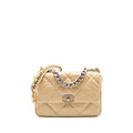 CHANEL LARGE 19 BAG LAMBSKIN LIGHT BEIGE MULTICOLOUR HARDWARE (MICROCHIP)