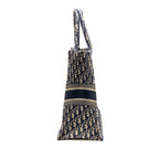 DIOR LARGE BOOK TOTE OBLIQUE EMBROIDERY ECRU/BLUE