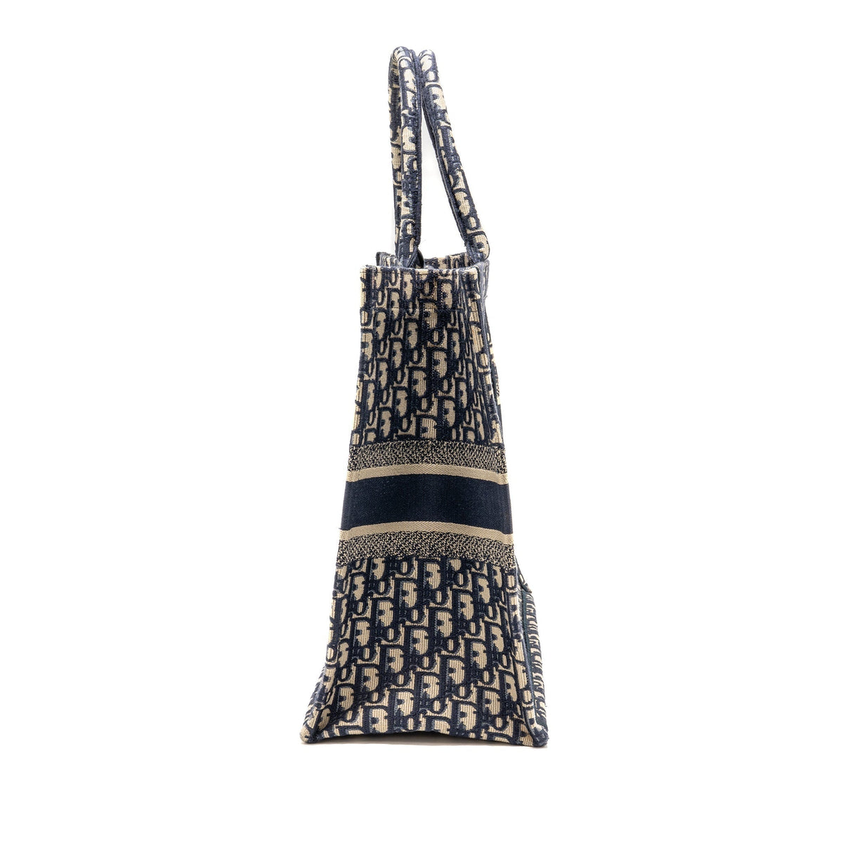 DIOR LARGE BOOK TOTE OBLIQUE EMBROIDERY ECRU/BLUE