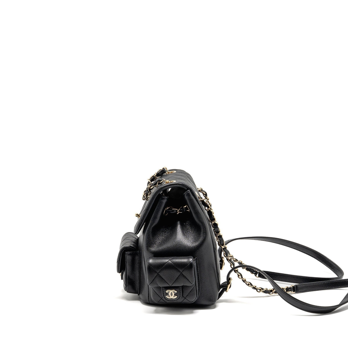 CHANEL TRIPLE POCKET BACKPACK CAVIAR BLACK LGHW (MICROCHIP)