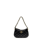 CHANEL 23K 19 HOBO SHOULDER BAG CALFSKIN BLACK GHW (MICROCHIP)