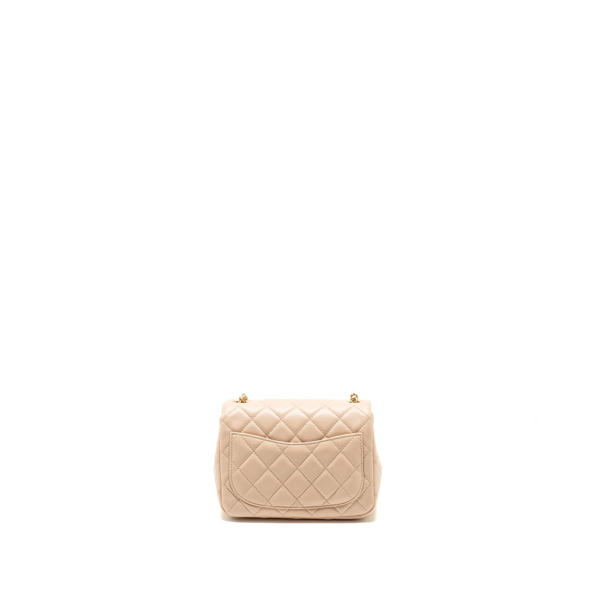 CHANEL PEARL CRUSH MINI SQUARE FLAP BAG LAMBSKIN LIGHT BEIGE GHW (MICROCHIP)