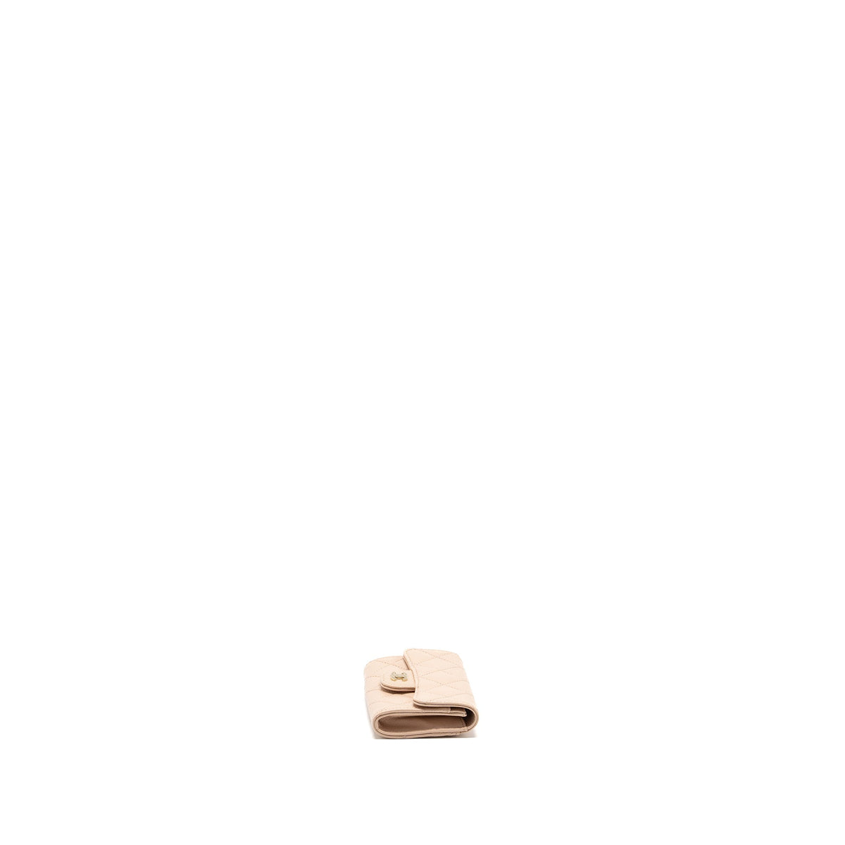 CHANEL CLASSIC FLAP CARD HOLDER CAVIAR LIGHT BEIGE LGHW
