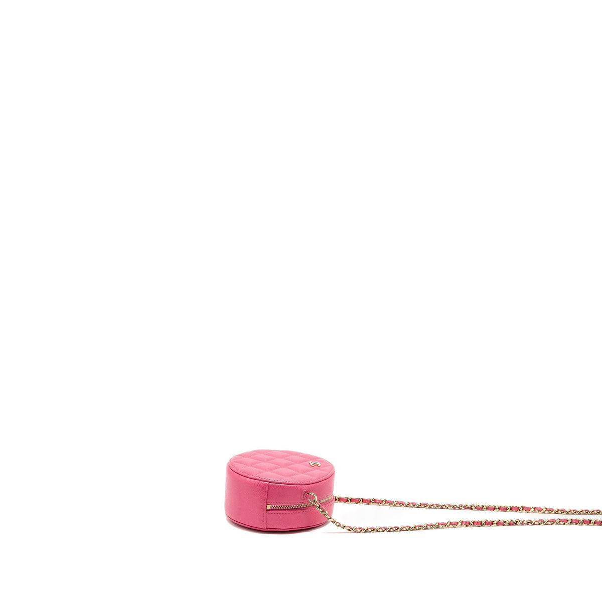 CHANEL ROUND VANITY WITH CHAIN CAVIAR PINK LGHW