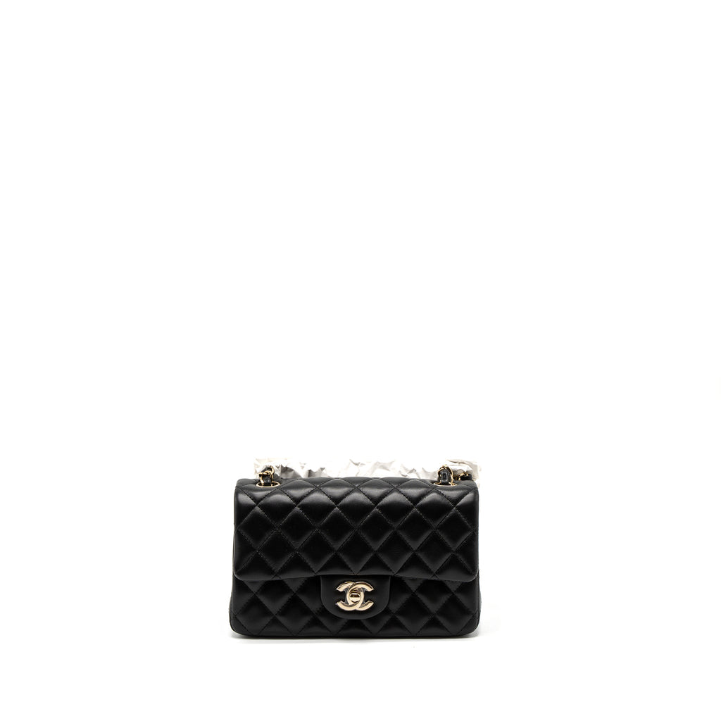 CHANEL MINI RECTANGULAR FLAP BAG LAMBSKIN BLACK LGHW (MICROCHIP)