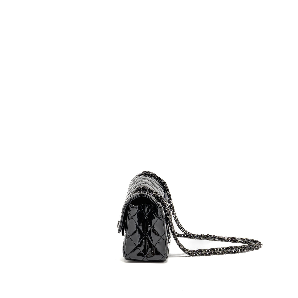 CHANEL MINI 2.55 REISSUE PATENT SO BLACK