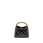CHANEL 24B TWIST CHAIN TOP HANDLE HOBO LUNCH BOX BAG LAMBSKIN BLACK GHW (MICROCHIP)