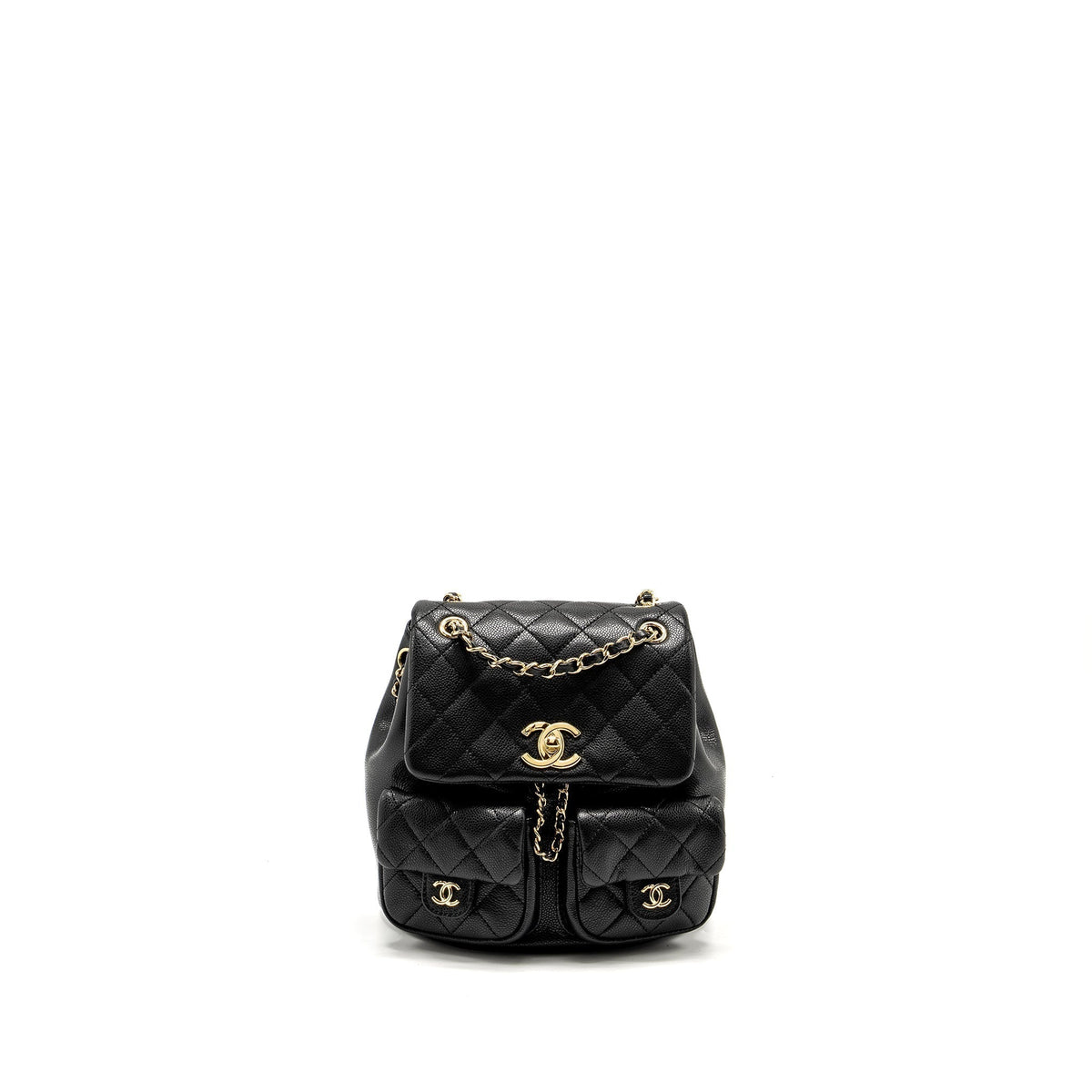CHANEL TRIPLE PACK BACKPACK CAVIAR BLACK LGHW (MICROCHIP)