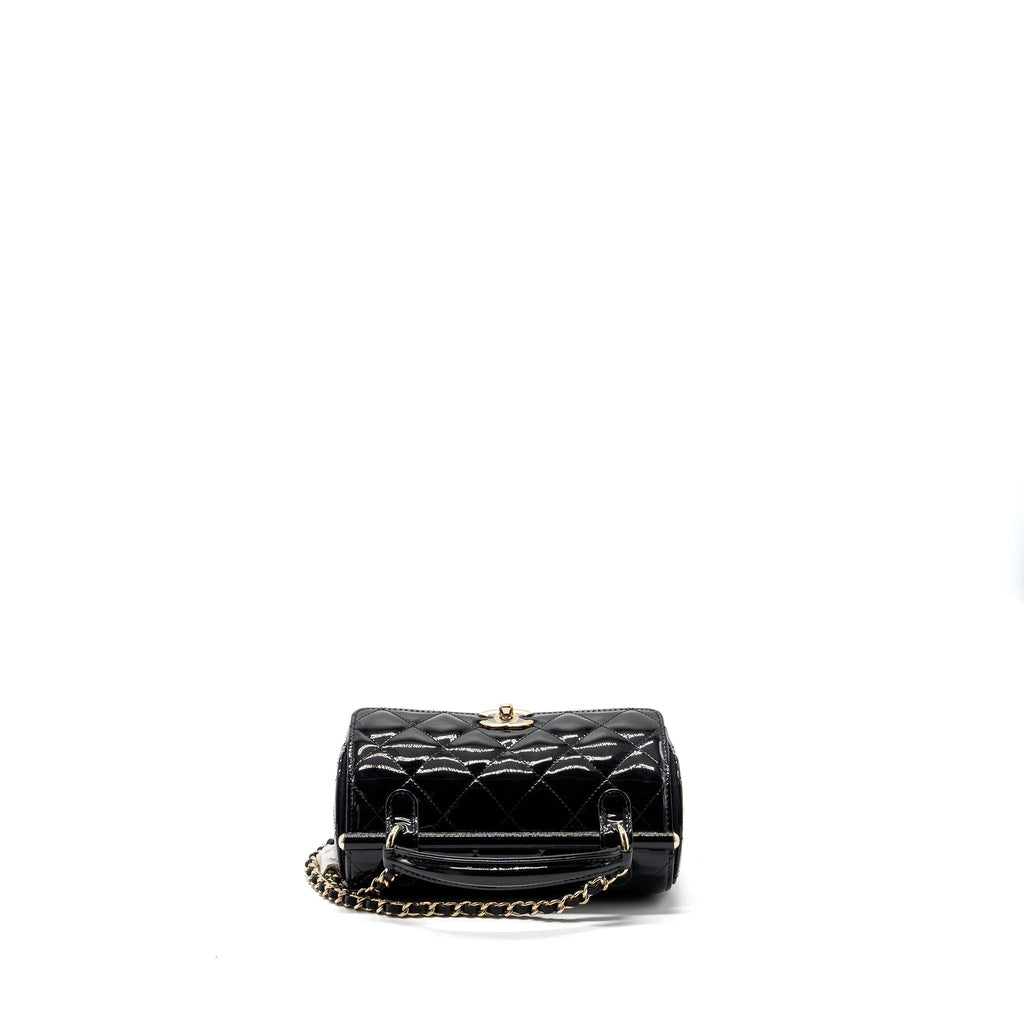 CHANEL SMALL TRENDY CC DUAL FLAP BAG PATENT BLACK LGHW (MICROCHIP)
